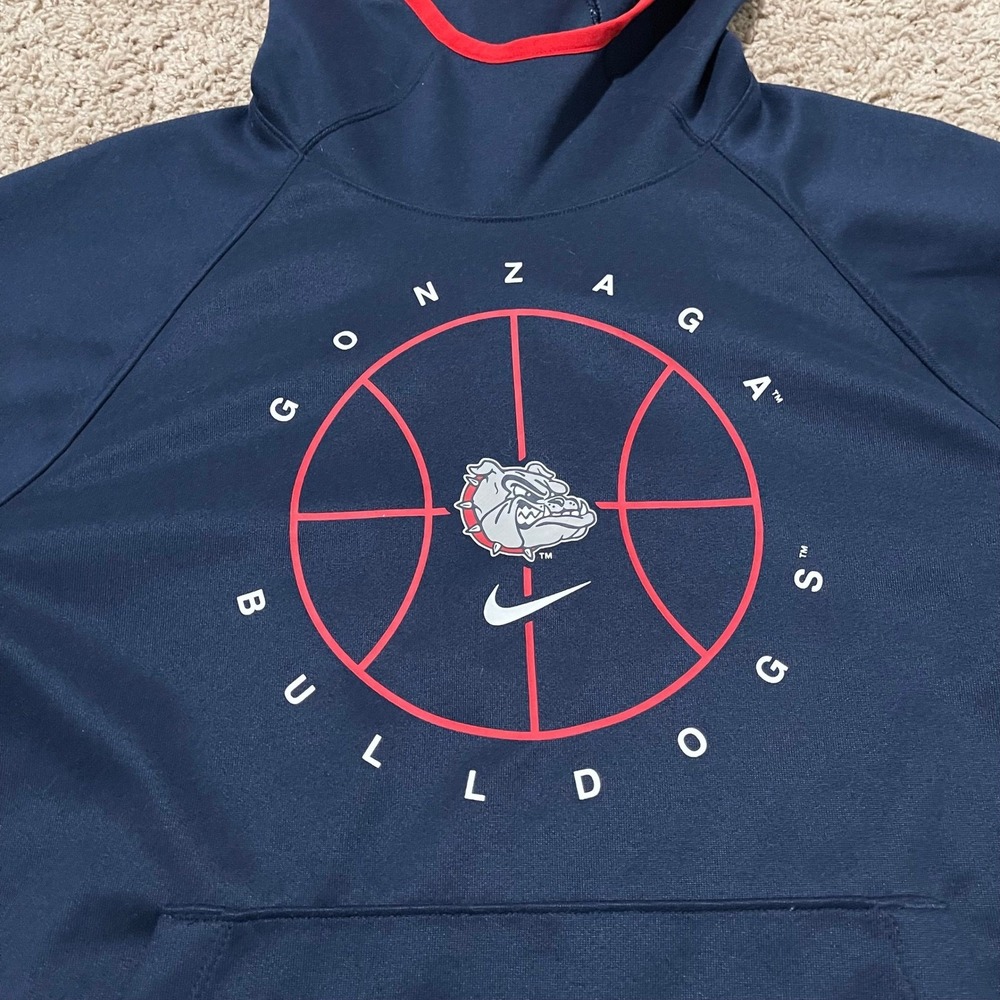 Gonzaga University Bulldogs Hoodie Mens Small Navy Blue Red Nike Basketball - Picture 4 of 12